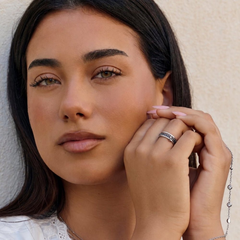 Silver Layered Kaili Blue Crystal Ring - Beautiful Earth Boutique