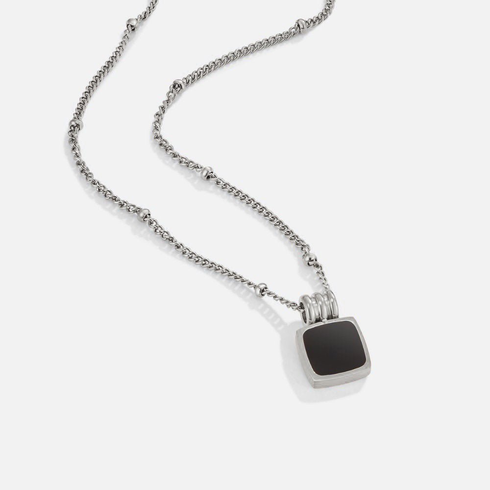 Silver Lucia Black Pendant Necklace - Beautiful Earth Boutique