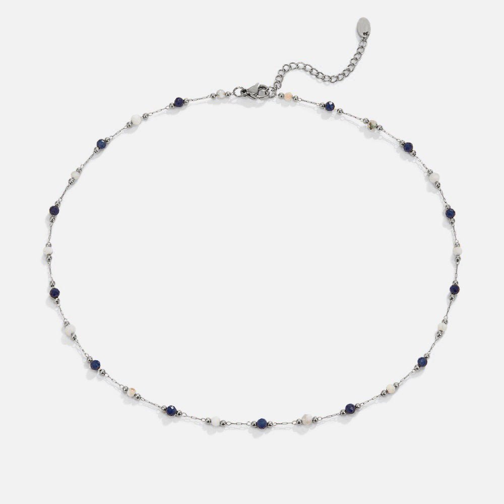 Silver Lulu Midnight Beaded Stone Necklace - Beautiful Earth Boutique