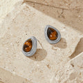 Silver Tiger Eye Teardrop Earrings - Beautiful Earth Boutique