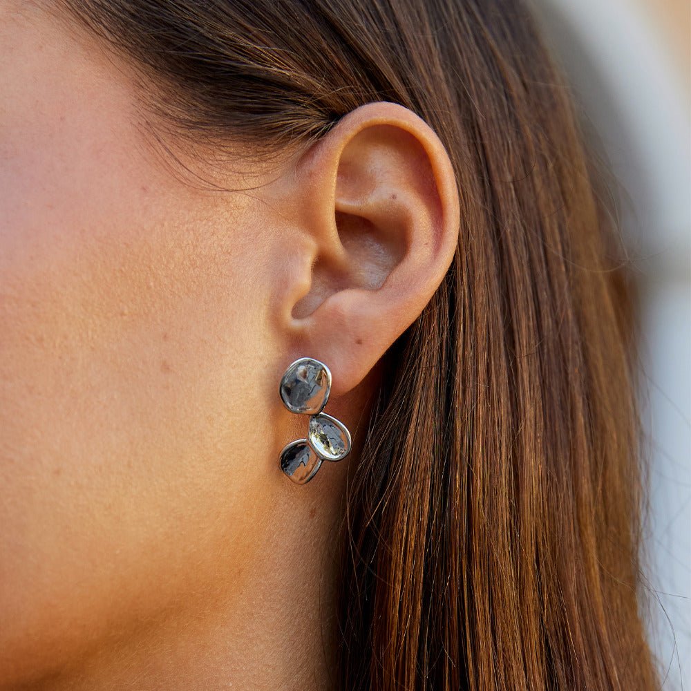 Tori Silver Petal Drop Earrings - Beautiful Earth Boutique