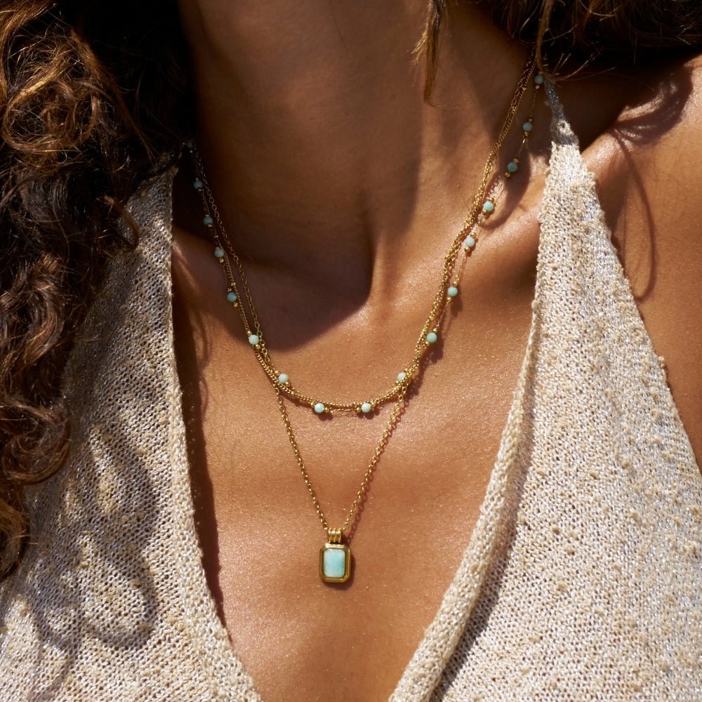 Turquoise Bead Chain Necklace - Beautiful Earth Boutique