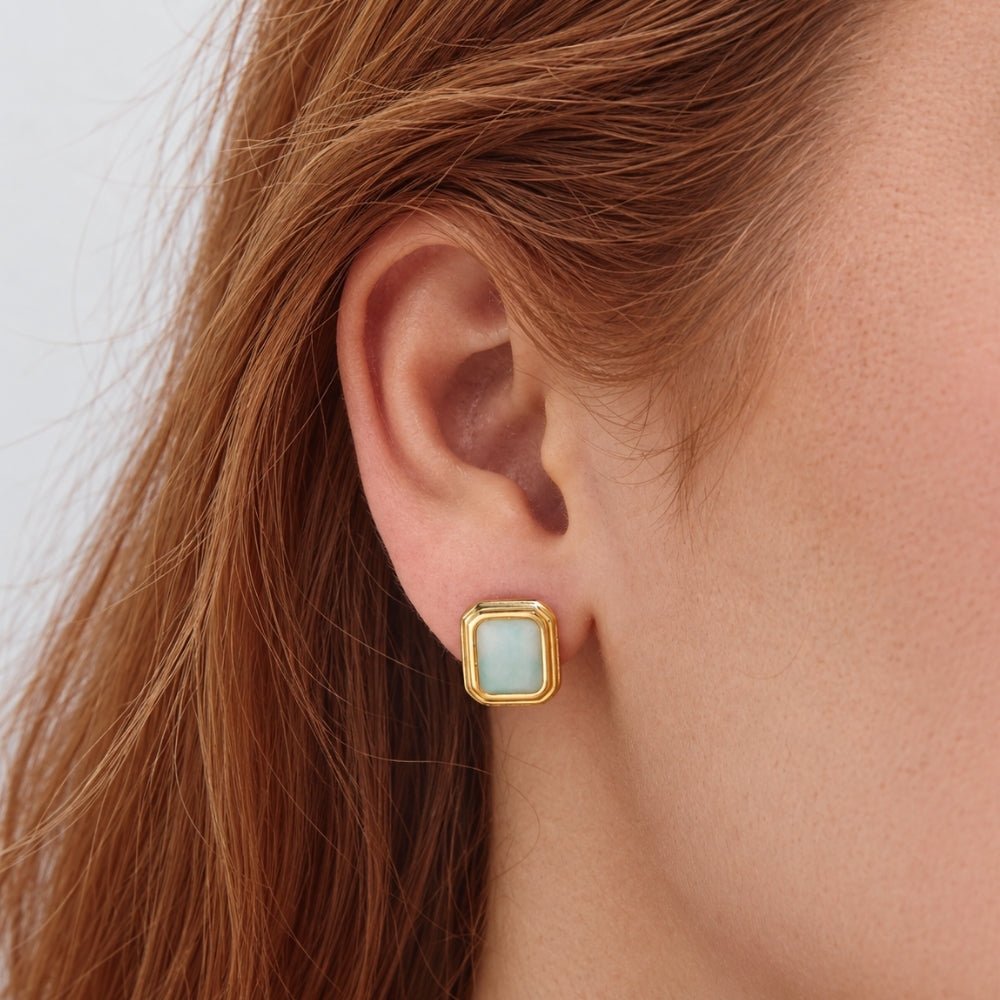 Vana Gold Vintage Stone Earrings - Beautiful Earth Boutique
